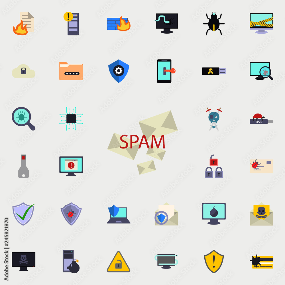 The spam of the letter icon. Virus Antivirus icons universal set for web and mobile