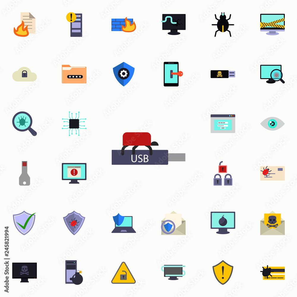 bug in flash card icon. Virus Antivirus icons universal set for web and mobile