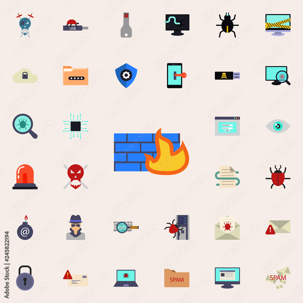 firewall icon. Virus Antivirus icons universal set for web and mobile