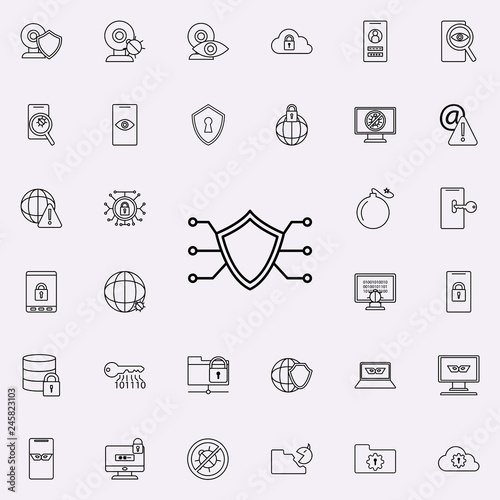 shield all system icon. Virus Antivirus icons universal set for web and mobile