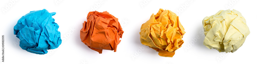 Collection Of Colorful Crumpled Paper Balls Collection Of Colorful Crumpled Paper Balls