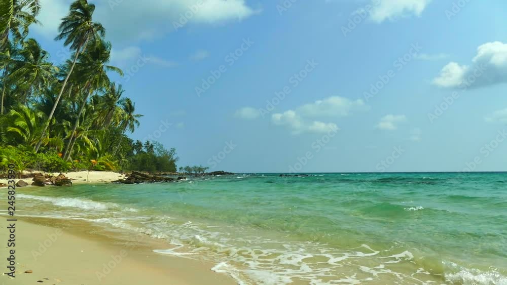 Nature with tropical sea and beach on white cloud and blue sky Nature with tropical sea and beach on white cloud and blue sky