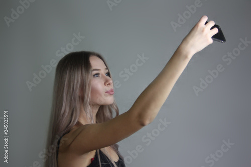 Selfie concept. beautiful girl with