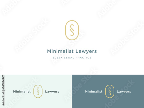 Minimalist legal practice logo. Sleek lawyer, solicitor, barrister branding.