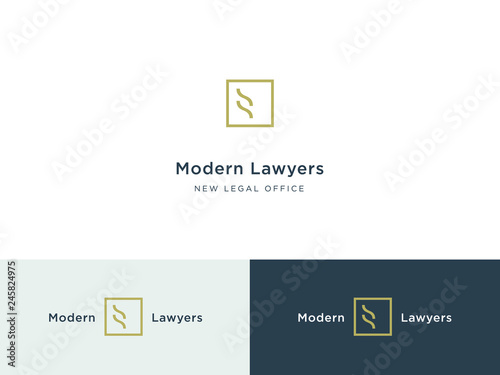 Modern legal office logo. Prestige lawyer, solicitor, barrister branding.