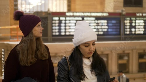 Young women visit Grand Central station New York