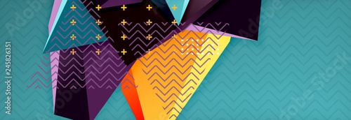 Vector 3d triangular shapes abstract background, origami futuristic template with lines