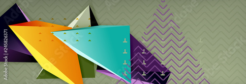 3d triangular shapes geometric background. Origami style pattern with triange shapes for decorative design. Poster design. Line design. Modern presentation template