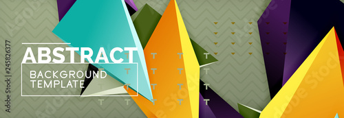 3d triangular shapes geometric background. Origami style pattern with triange shapes for decorative design. Poster design. Line design. Modern presentation template
