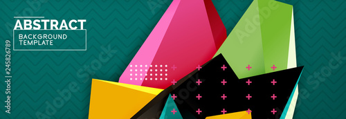 Vector 3d triangular shapes abstract background, origami futuristic template with lines
