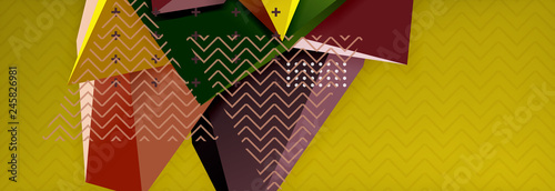 3d triangular shapes geometric background. Origami style pattern with triange shapes for decorative design. Poster design. Line design. Modern presentation template