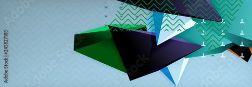 3d triangular shapes geometric background. Origami style pattern with triange shapes for decorative design. Poster design. Line design. Modern presentation template