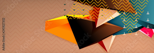 3d triangular shapes geometric background. Origami style pattern with triange shapes for decorative design. Poster design. Line design. Modern presentation template