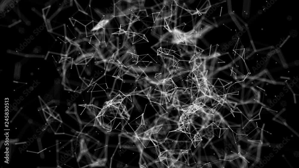 Triangles, dots and lines are connecting with shine on blur background. Slow motion and shallow depth of field Triangles, dots and lines are connecting with shine on blur background. Slow motion and shallow depth of field
