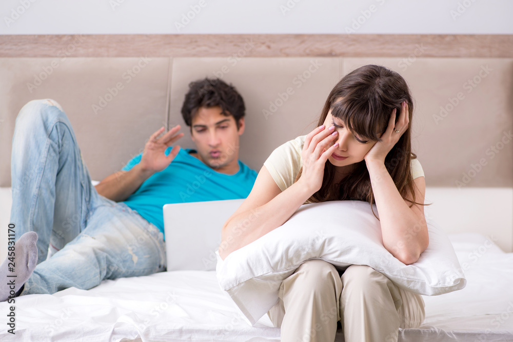 Woman feeling lonely with husband