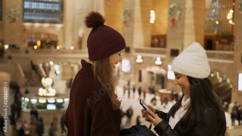 Young women visit Grand Central station New York