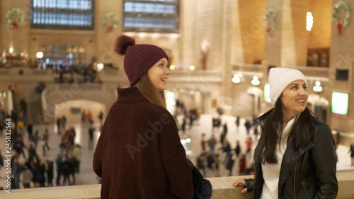 Young women visit Grand Central station New York