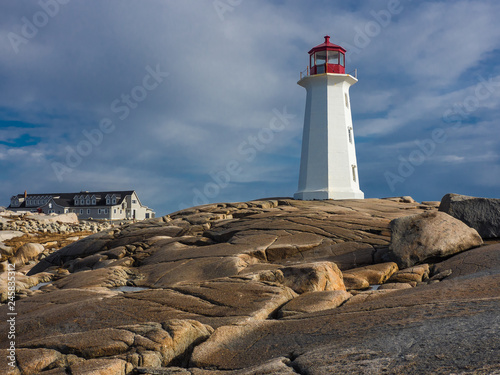 Peggy's Cove Lighthouse, Nova Scotia Canada, no people, landmark, travel, tourism