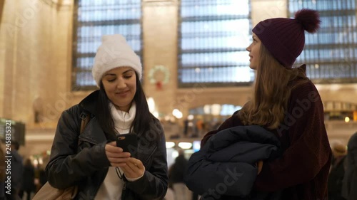 Young women visit Grand Central station New York