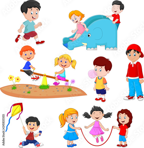 Cartoon kids playing