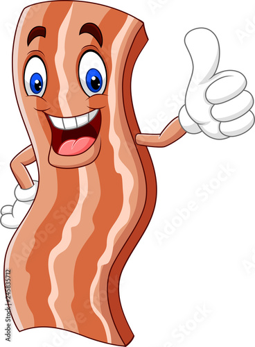 Cartoon cute bacon giving a thumb up