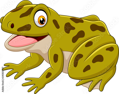 Cartoon happy green frog