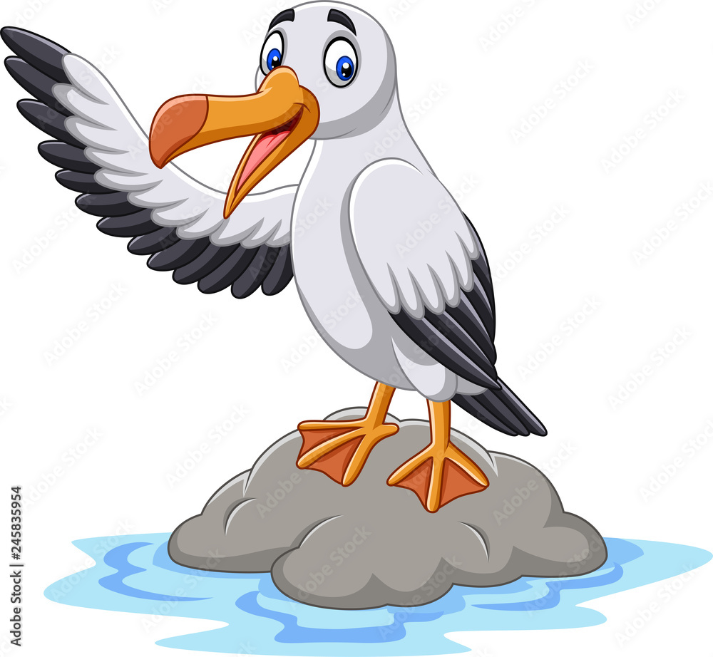 Naklejka premium Kreskówka macha ładny albatros