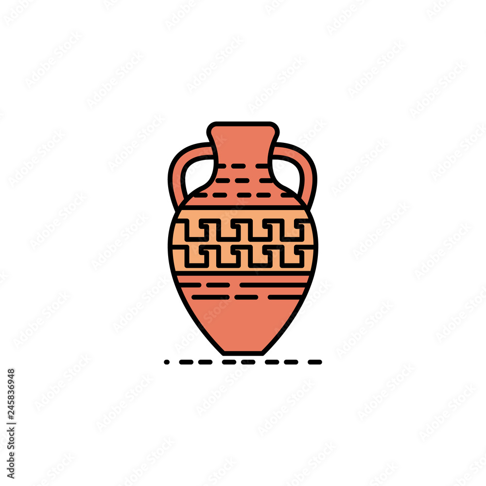 pot, pottery, decoration, Greek icon. Element of history color icon for mobile concept and web apps. Color pot, pottery, decoration, Greek icon can be used for web and mobile