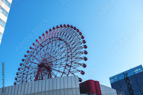 The red Hep Five ferris wheel in Osaka, Japan photo