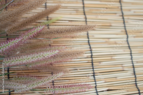 threads on a wooden table