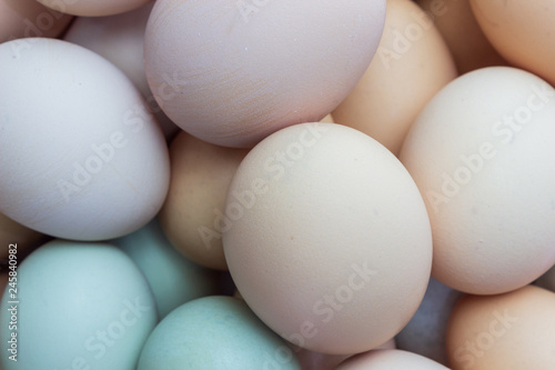 Closeup of a pile of eggs