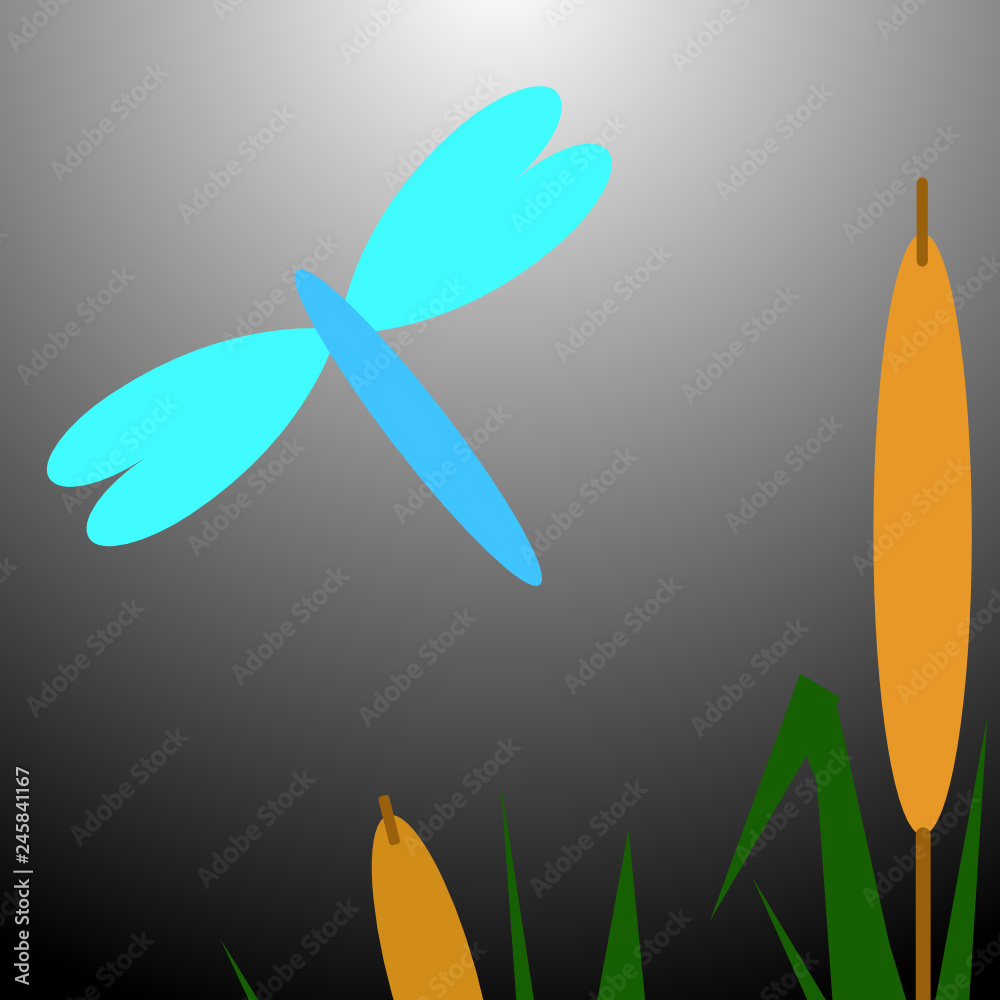 Dragonfly Over Reeds Gradient