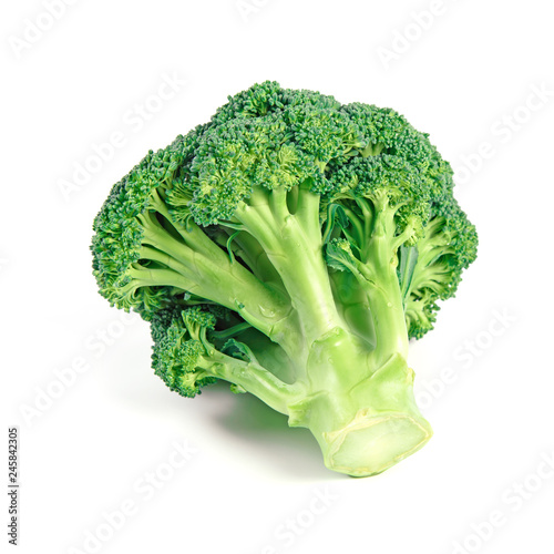Raw Fresh Broccoli as Healphy Food Isolated on White Background photo