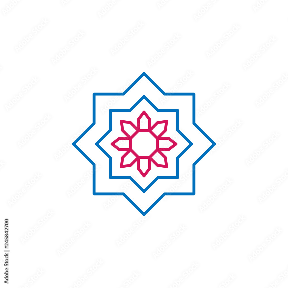 Islam, arabic art 2 colored line icon. Simple blue and red element illustration. Islam, arabic art concept outline symbol design from Islam set Islam, arabic art 2 colored line icon. Simple blue and red element illustration. Islam, arabic art concept outline symbol design from Islam set