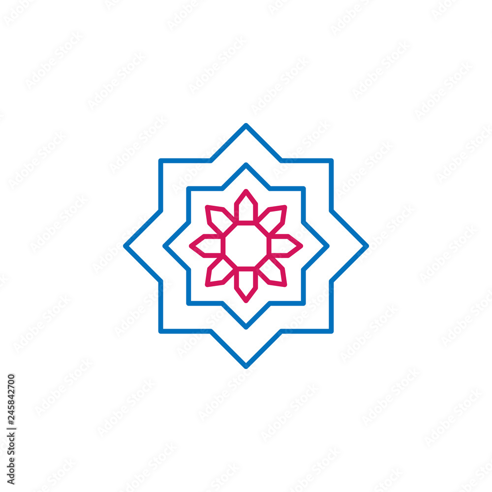 Islam, arabic art 2 colored line icon. Simple blue and red element illustration. Islam, arabic art concept outline symbol design from Islam set