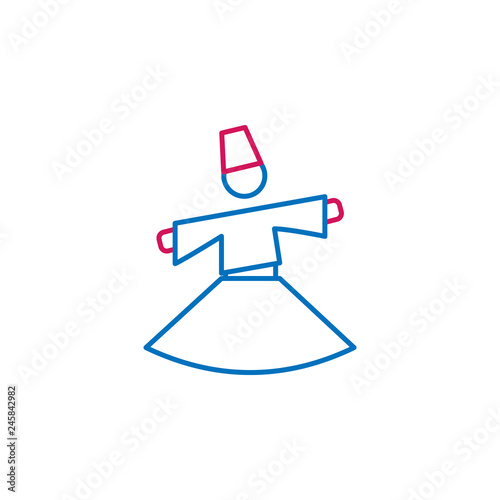 Islam, sufi mystic 2 colored line icon. Simple blue and red element illustration. Islam, sufi mystic concept outline symbol design from Islam set