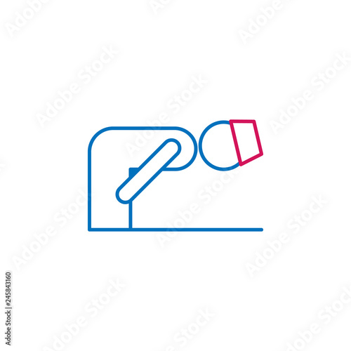 Islam, ruku posture 2 colored line icon. Simple blue and red element illustration. Islam, ruku posture concept outline symbol design from Islam set