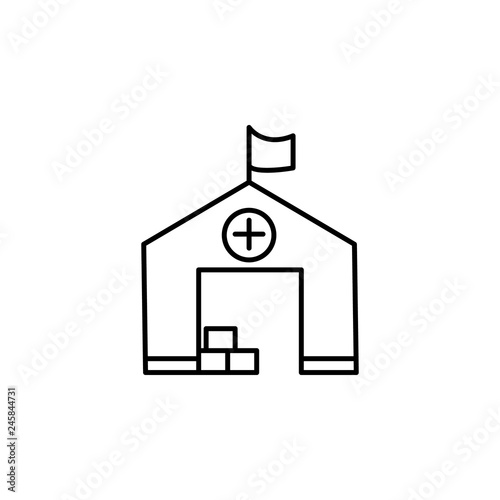 camp, asylum icon. Element of social problem and refugees icon. Thin line icon for website design and development, app development. Premium icon