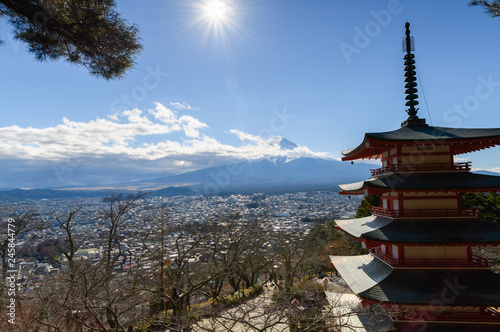 Mt. Fuji with Chureito Pagoda in autumn
