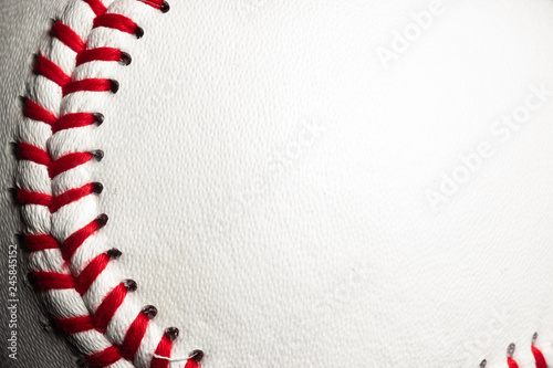 Obraz na płótnie Round stitches on baseball with room for text space
