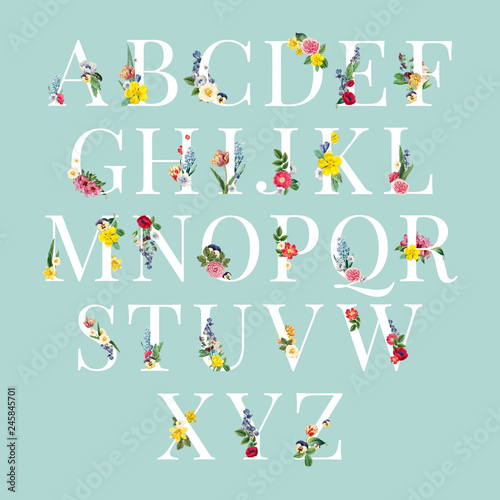 Alphabet floral background illustration