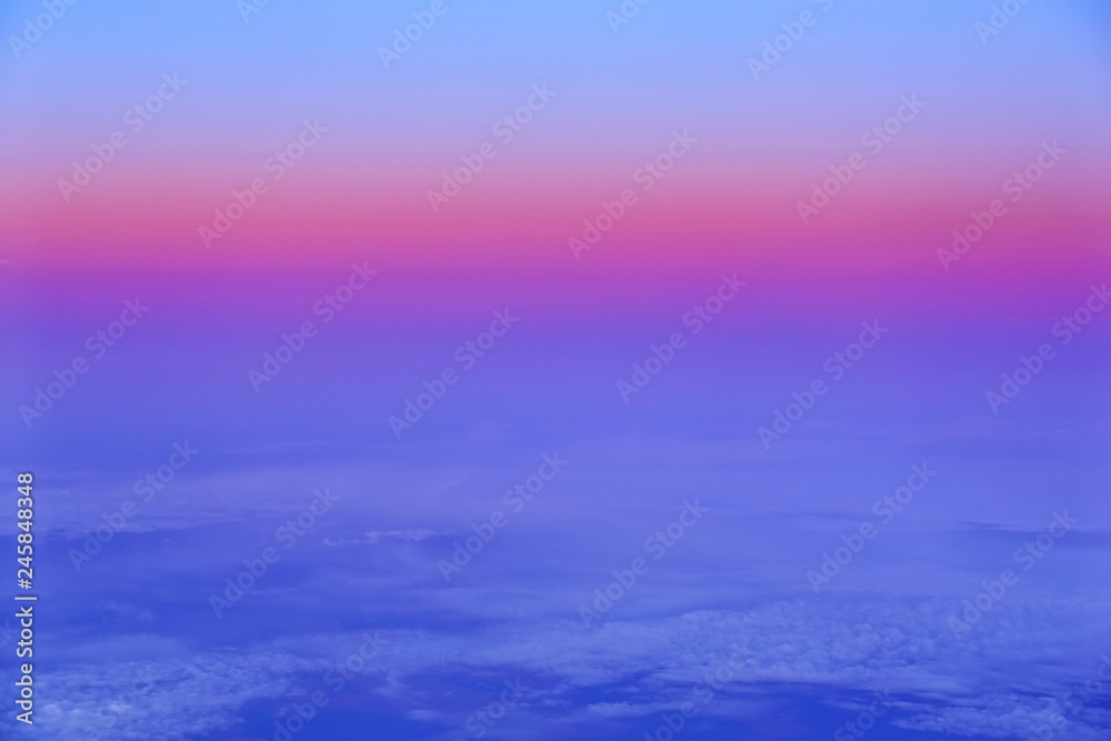 View from the plane window with air and atmosphere View from the plane window with air and atmosphere