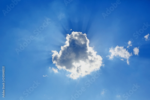 Beam of light with clouds and blue sky