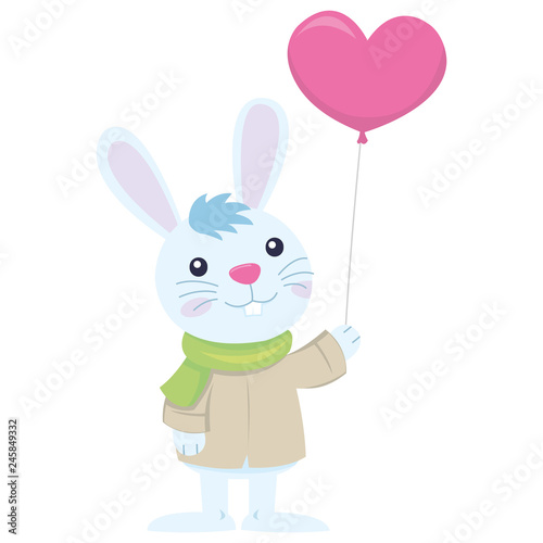 A cute rabbit waiting his partner in valentine day