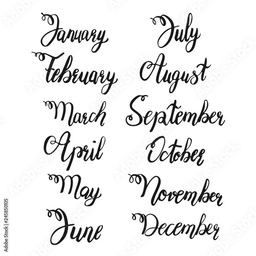 Calligraphy Months of the Calendar 