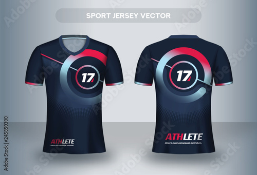Football Jsersey design template. Soccer club uniform T-shirt front and back view.