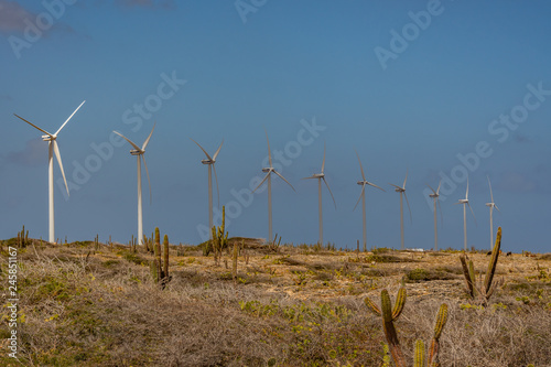 Wind turbines on top of mountains 