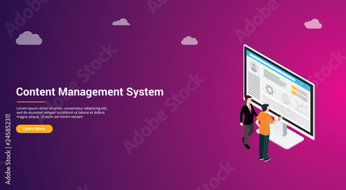 website design page template landing ui ux cms content management system admin template to manage website content and data media - vector