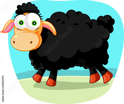 Black Sheep Vector Cartoon Illustration