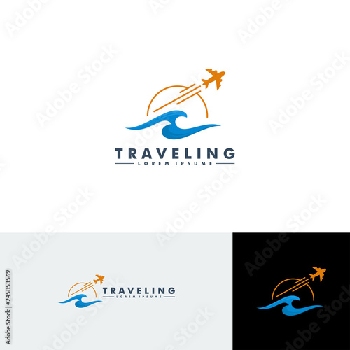 Travel Logo Template, Summer Holiday icon vector